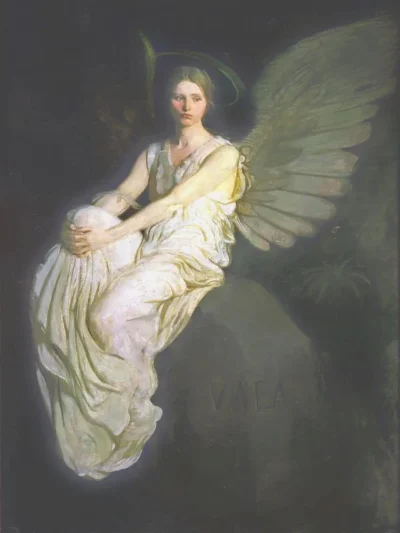 abbott handerson thayer a winged figure seated upon a rock the stevenson memorial 1903