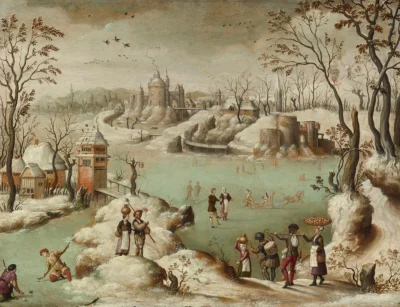 abel grimmer a winter townscape with figures