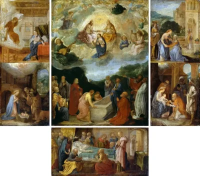 adam elsheimer altar with six scenes from the life of the virgin mary