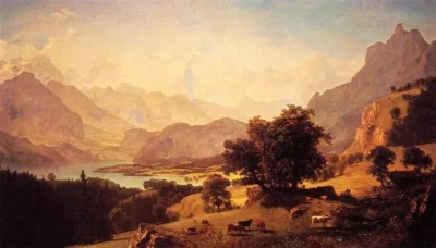 albert bierstadt bernese alps, as seen near kusmach 1859