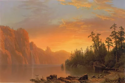 albert bierstadt sunset (california scenery)