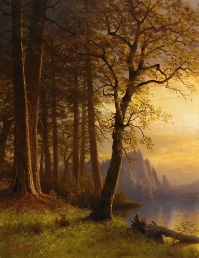 albert bierstadt sunset in california, yosemite