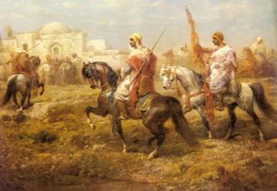 adolf schreyer arab cavalry approaching an oasis