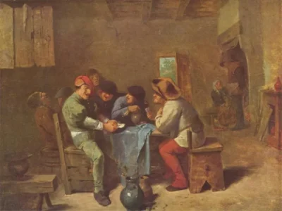 adriaen brouwer peasants playing cards in a tavern