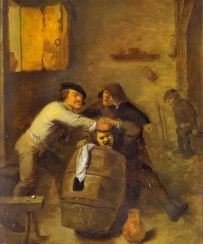 adriaen brouwer peasants quarrelling in an interior