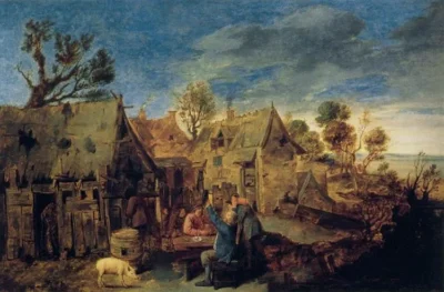 adriaen brouwer village scene with men drinking