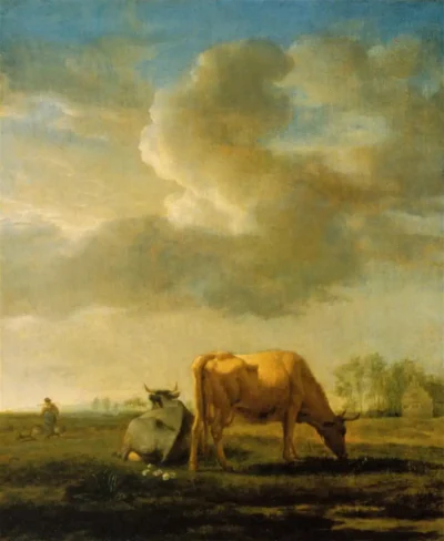 adriaen van de velde cows on a meadow