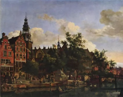 adriaen van de velde view of oudezijds voorburgwal with the oude kerk in amsterdam
