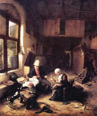 adriaen van ostade the interior of a peasant's cottage