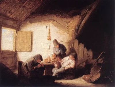 adriaen van ostade village tavern with four figures