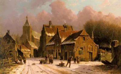 adrianus eversen a village in winter