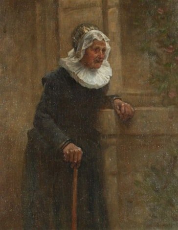 adrien moreau elderly woman leaning against a wall