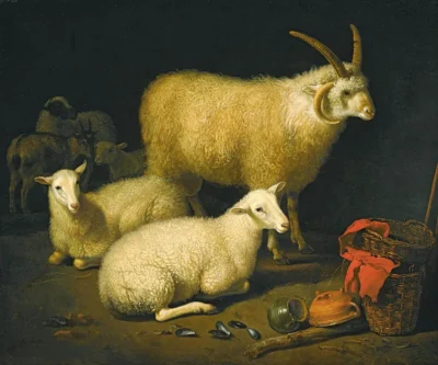 Aelbert Cuyp_A Barn Interior with a Four-Horned Ram and Four Ewes and a Goat