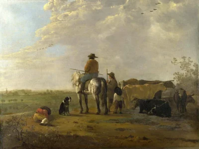 A Landscape with Horseman Herders and Cattle