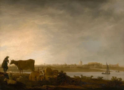 Aelbert Cuyp_A View of Vianen with a Herdsman and Cattle by a River