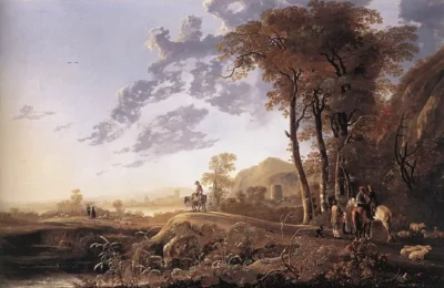 Aelbert Cuyp_Evening Landscape with Horsemen and Shepherds