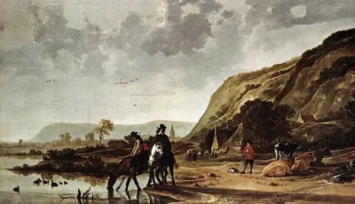 Aelbert Cuyp_Large River Landscape with Horsemen