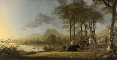 Aelbert Cuyp_River Landscape with Horseman and Peasants