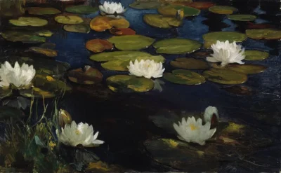 albert edelfelt water lilies, study for the youth and a mermaid