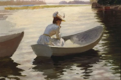 albert edelfelt woman in a boat, rehearsal for the work girls in a boat