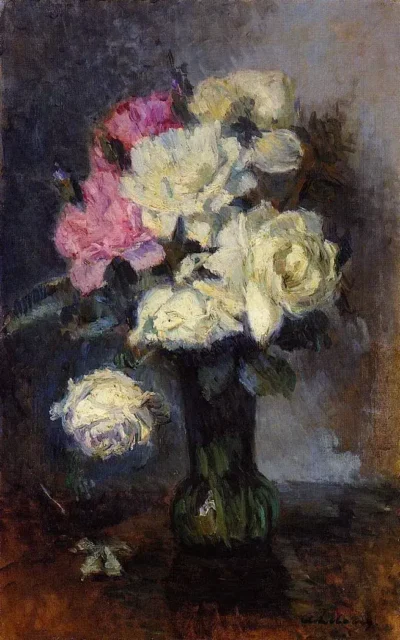 albert lebourg bouquet of roses in a vase
